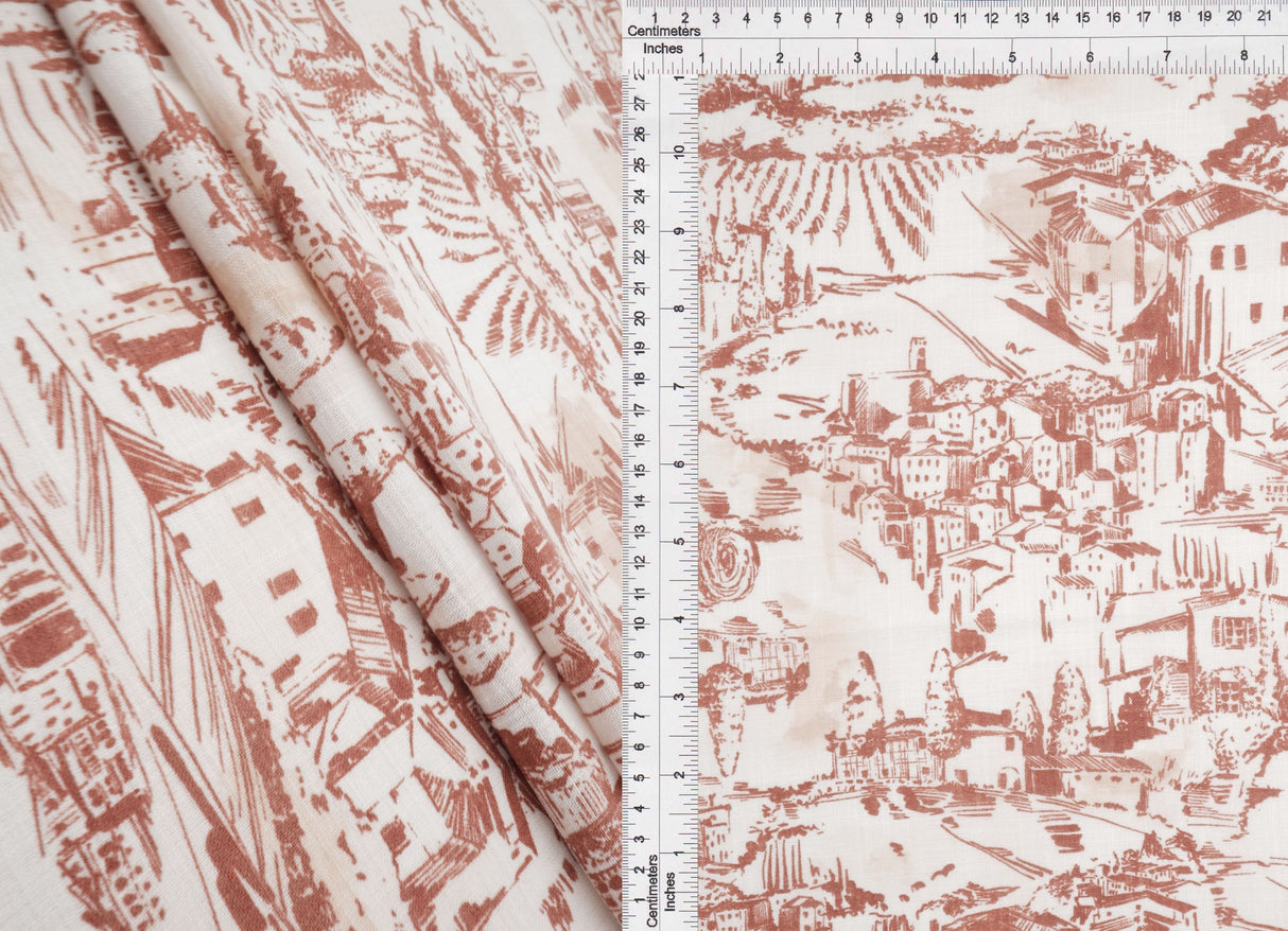 Toile Linen Look Woven Fabric