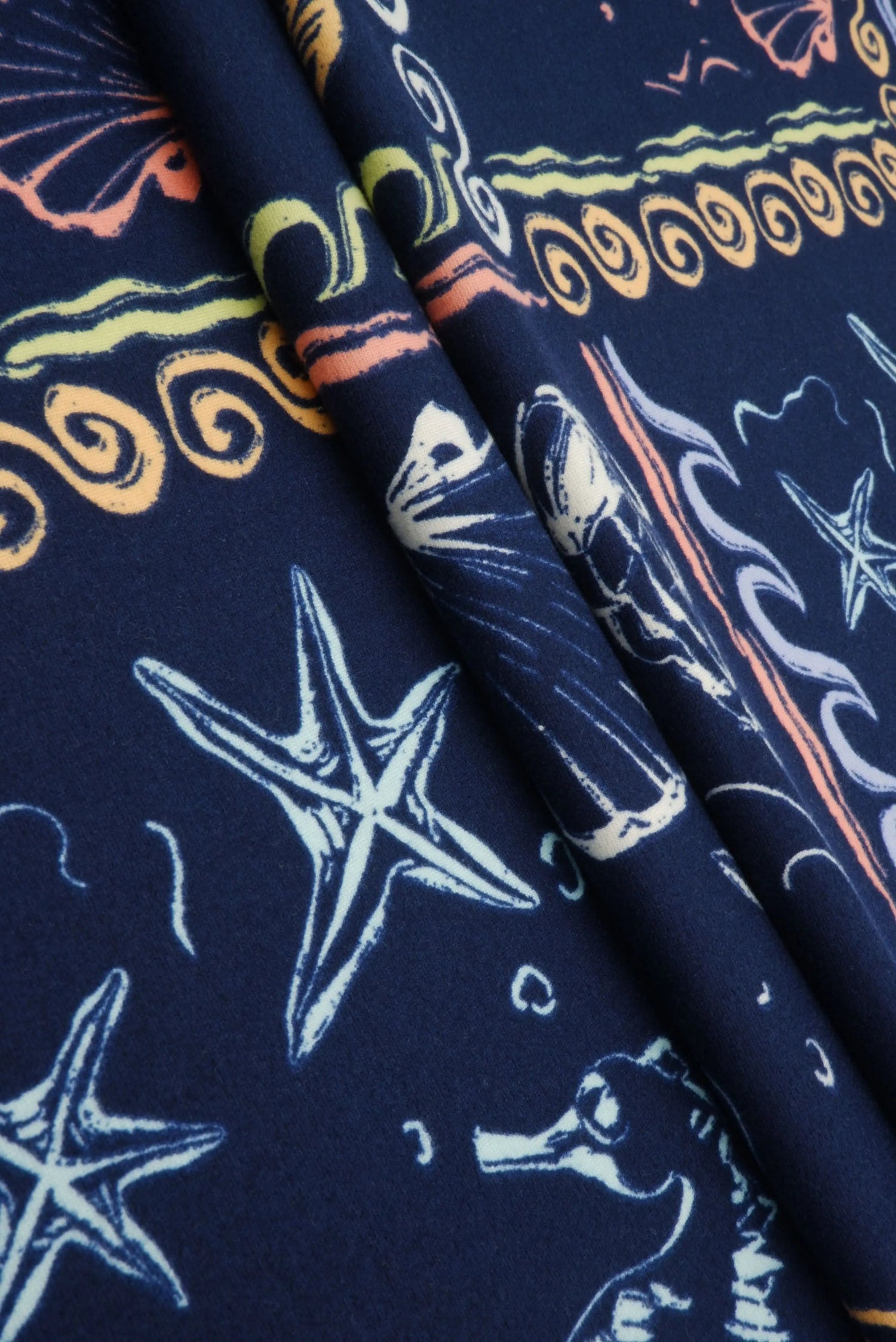 1 Yard DTY Brushed Under the Sea Print Fabric 170 GSM Polyester Spandex Blend 58/60" Width