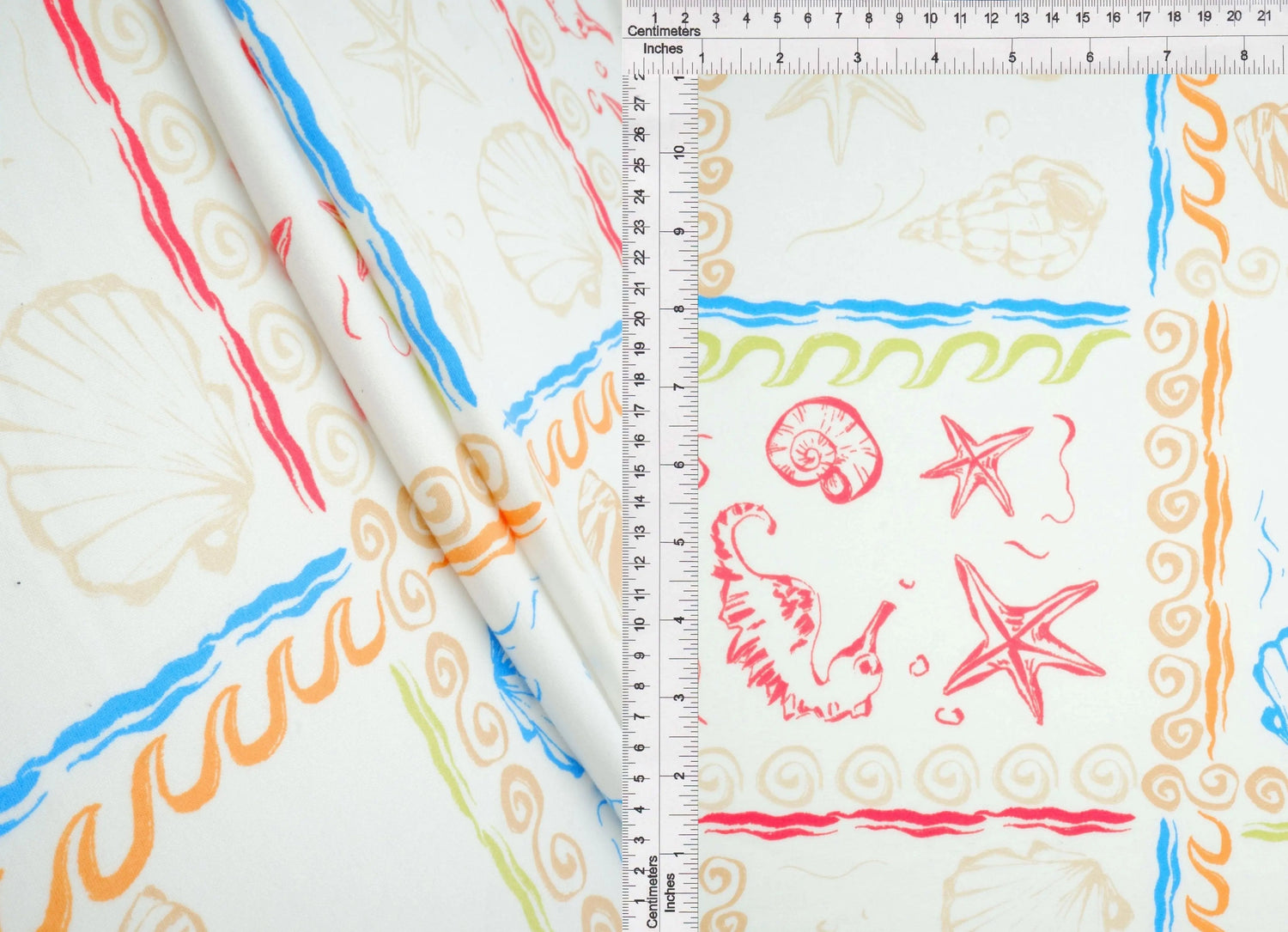 1 Yard DTY Brushed Under the Sea Print Fabric 170 GSM Polyester Spandex Blend 58/60" Width