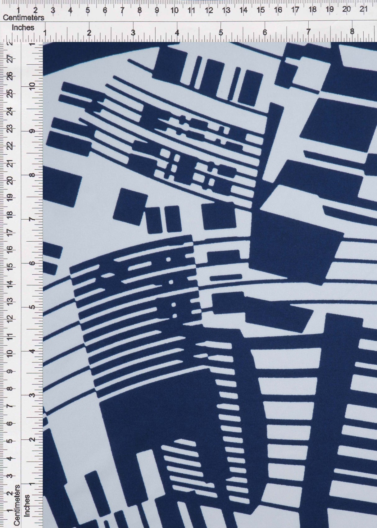 Geometric Print Stretch DTY Knit Fabric Navy
