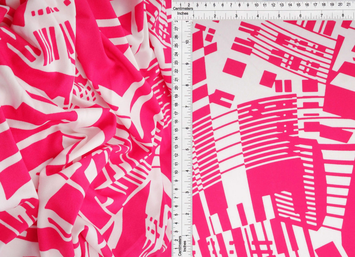 1 Yard DTY Geo Print Fabric 190 GSM Polyester Spandex Blend 58/60" Width