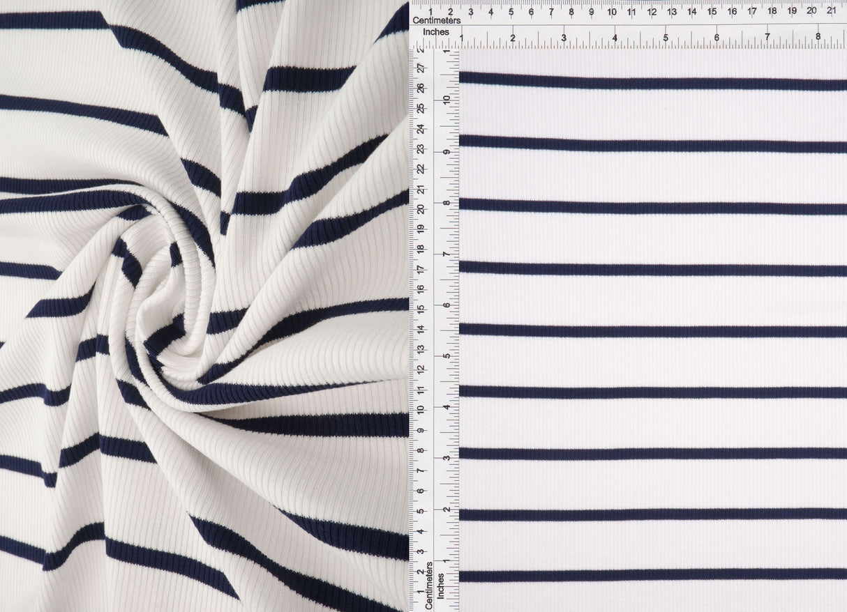 Stripe Knit Fabric Black Ivory