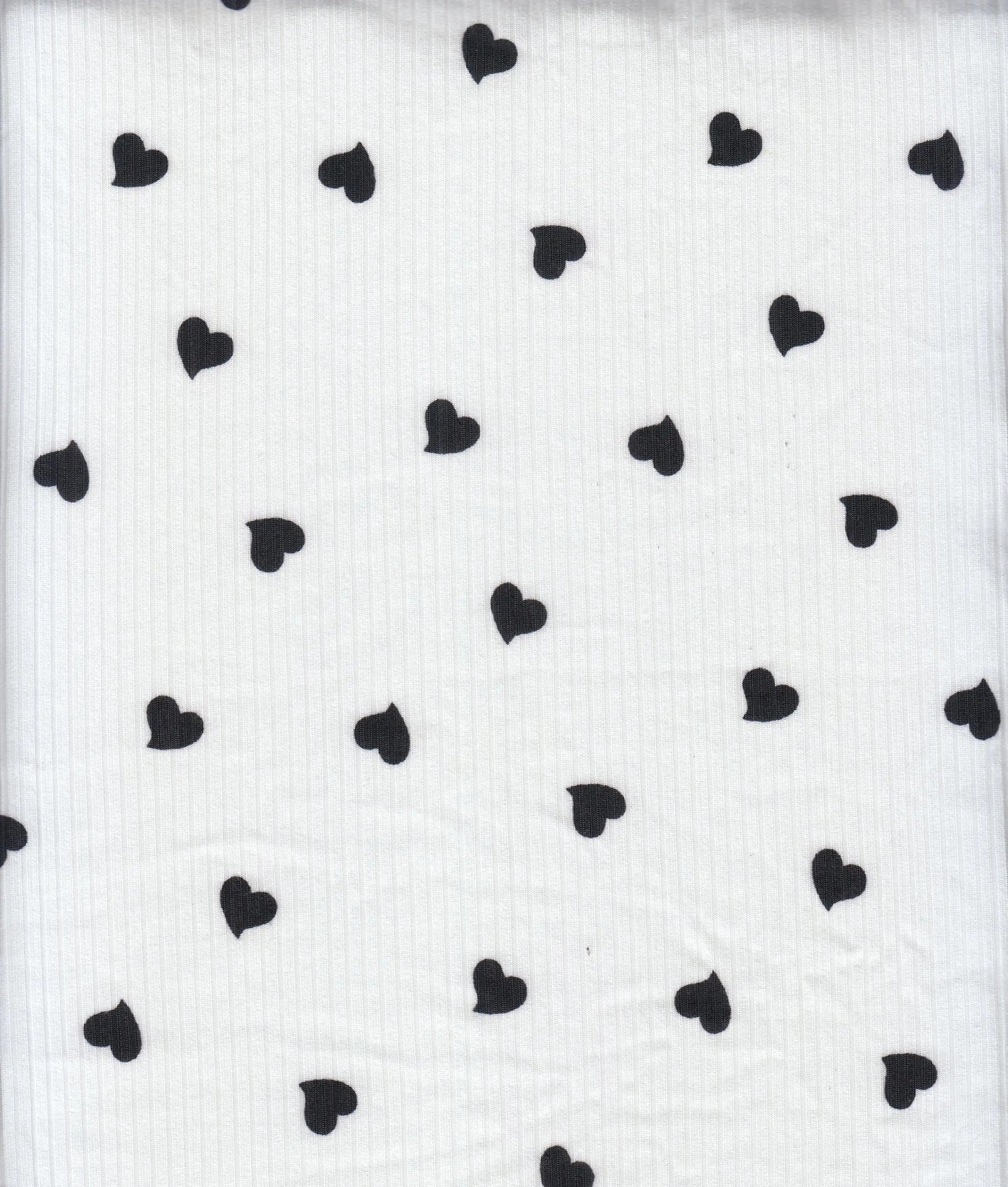 1 Yard 4x2 Yummy Rib Heart Print Fabric 170 GSM Polyester Spandex Blend 58/60" Width