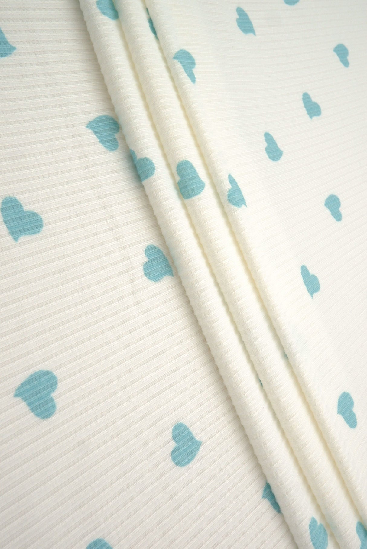 Heart Print Ribbed Knit Fabric