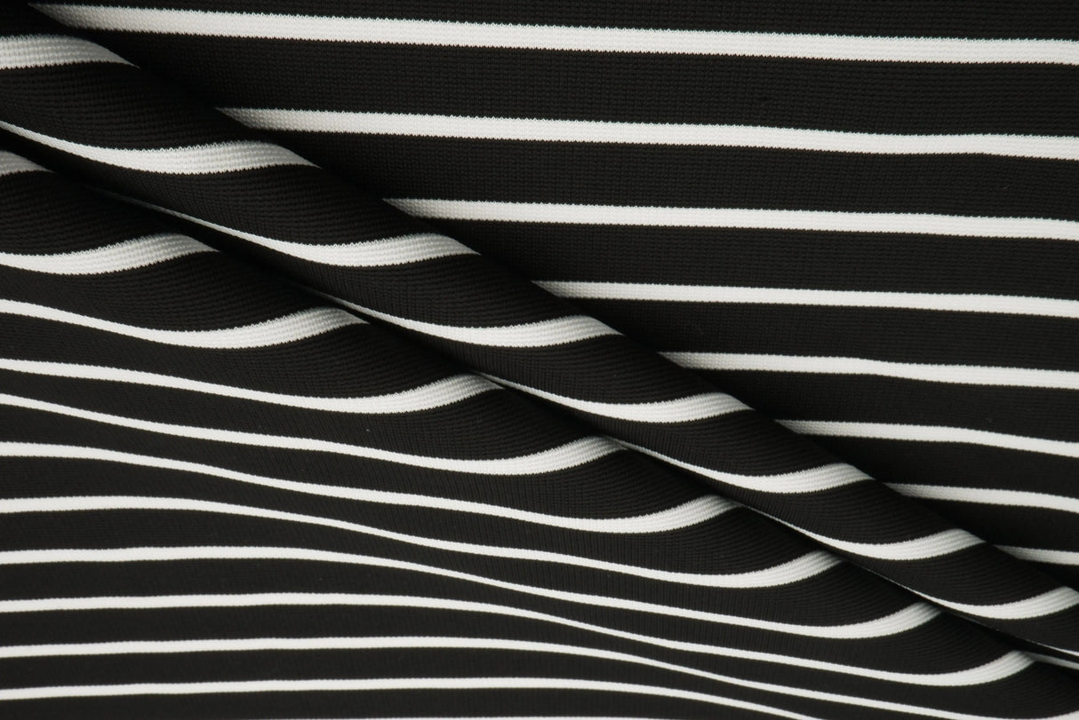 1 Yard Yarn Dye Stripe Ponte Fabric 275 GSM Polyester Spandex Blend 58/60" Width