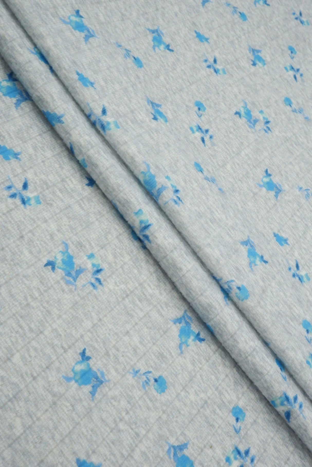 1 Yard Cotton Style Pointelle Ditsy Digital Floral Knit Fabric 220 GSM Poly Spandex 58/60" Width