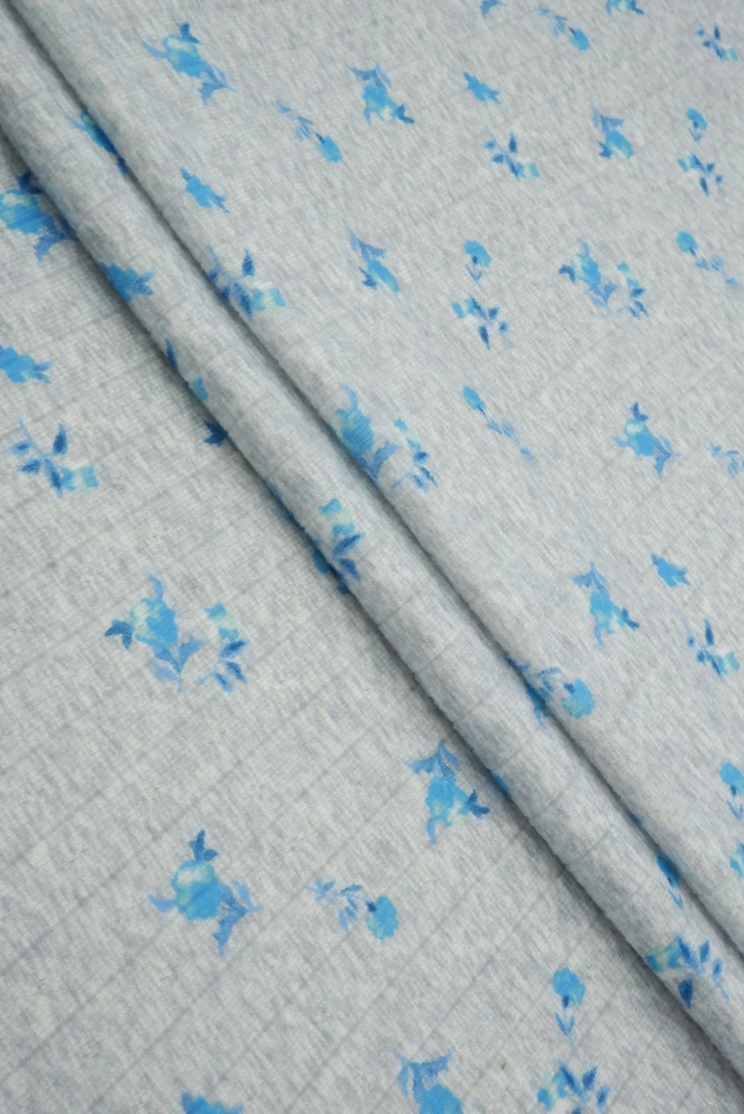 1 Yard Cotton Style Pointelle Ditsy Digital Floral Knit Fabric 220 GSM Poly Spandex 58/60" Width