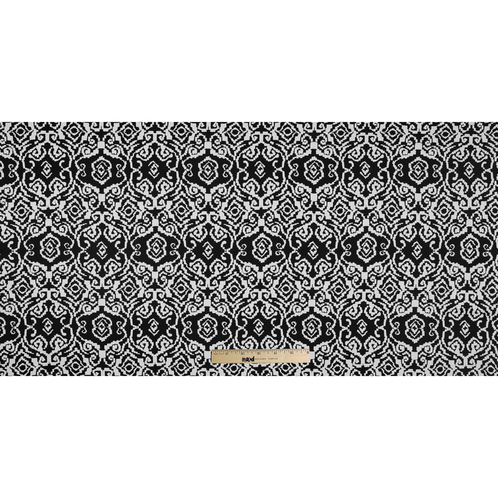Black/White Printed Stretch Cotton Sateen