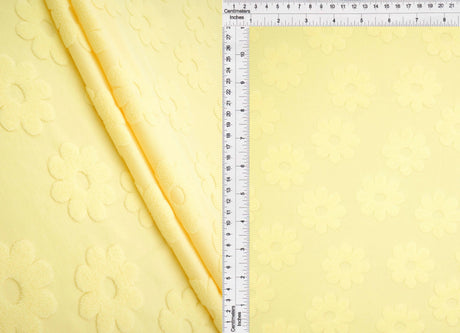 1 Yard Daisy Floral Towel Jacquard Knit Fabric 250 GSM, 58/60'' Wide Polyester Spandex Blend