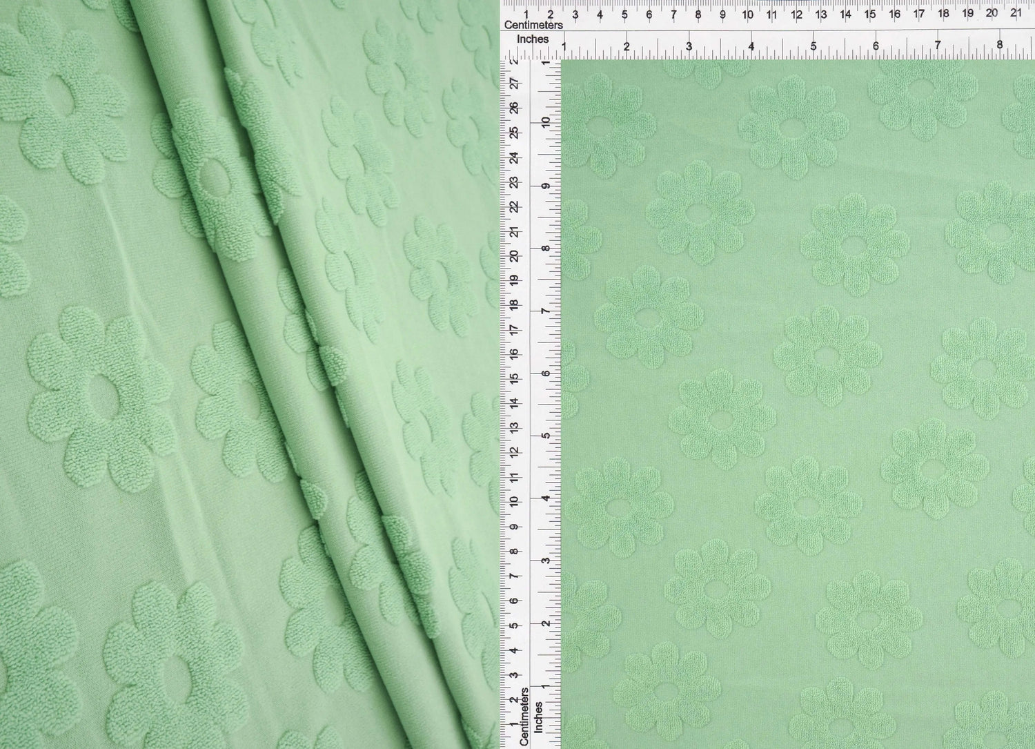 1 Yard Floral Daisy Towel Jacquard Fabric Stretch Polyester Spandex 58/60 Inches Wide