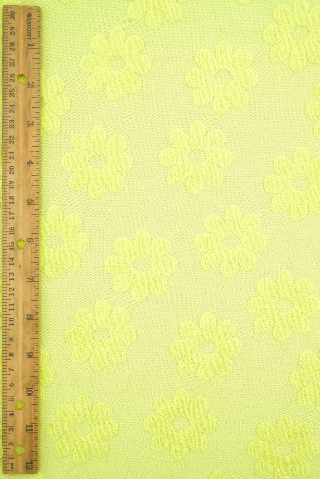 1 Yard Daisy Floral Towel Jacquard Knit Fabric 250 GSM, 58/60'' Wide Polyester Spandex Blend