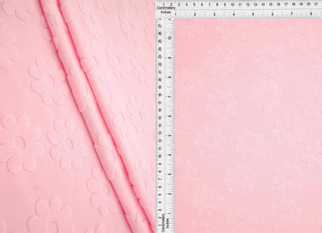 1 Yard Daisy Floral Towel Jacquard Knit Fabric 250 GSM, 58/60'' Wide Polyester Spandex Blend