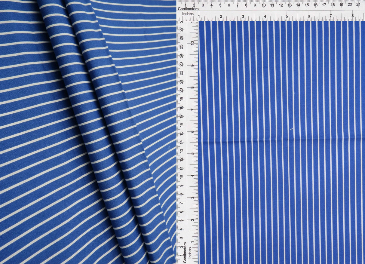Stretch Cotton Poplin Stripe Fabric, Printed Woven 97% Cotton 3% Spandex, 57/58" Wide