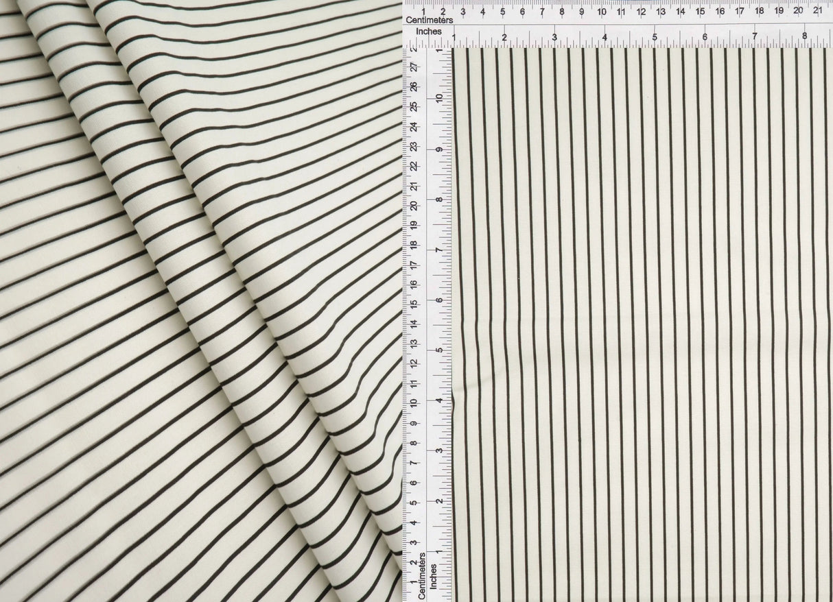 Stretch Cotton Poplin Stripe Fabric, Printed Woven 97% Cotton 3% Spandex, 57/58" Wide