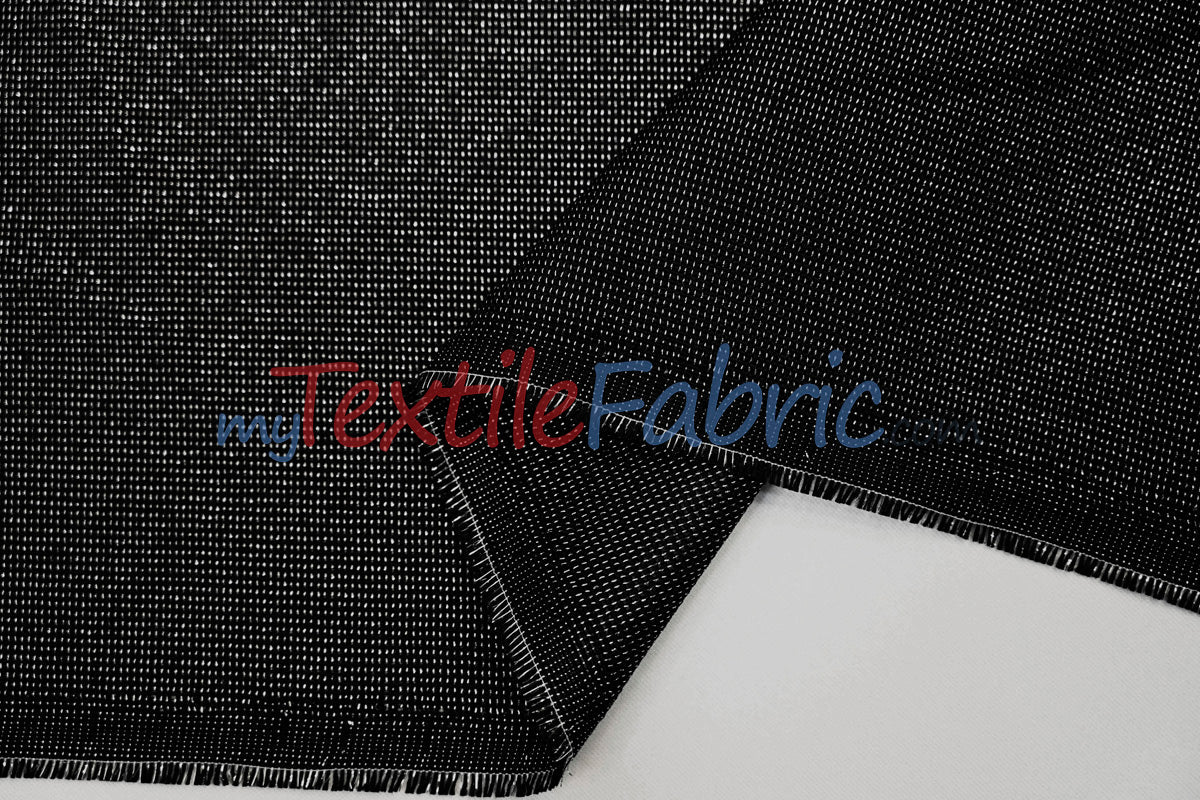 Metallic Vintage Linen Polyester Fabric - Imitation Burlap, Metallic Foil Vein, 58/60" Width (1 Yard)