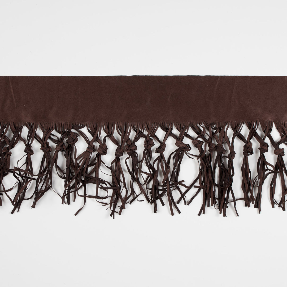 Italian Dark Brown Suede Fringe with Knots - 8.5"