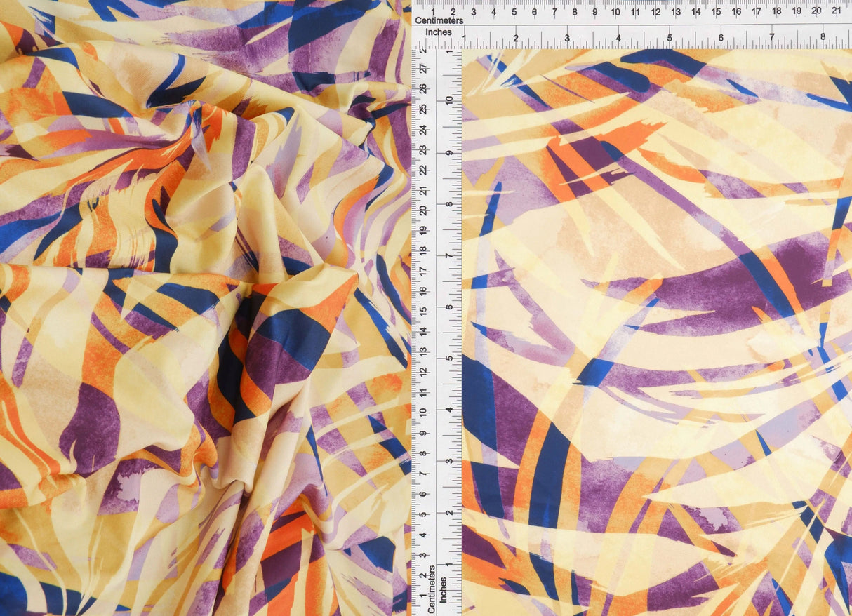 1 Yard DTY Tropical Leaf Digital Print Fabric 190 GSM Polyester Spandex Knit 58/60" Width