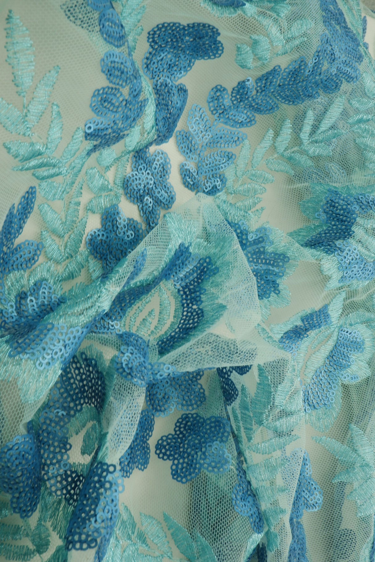 Embroidered Sequin Mesh Stretch Fabric