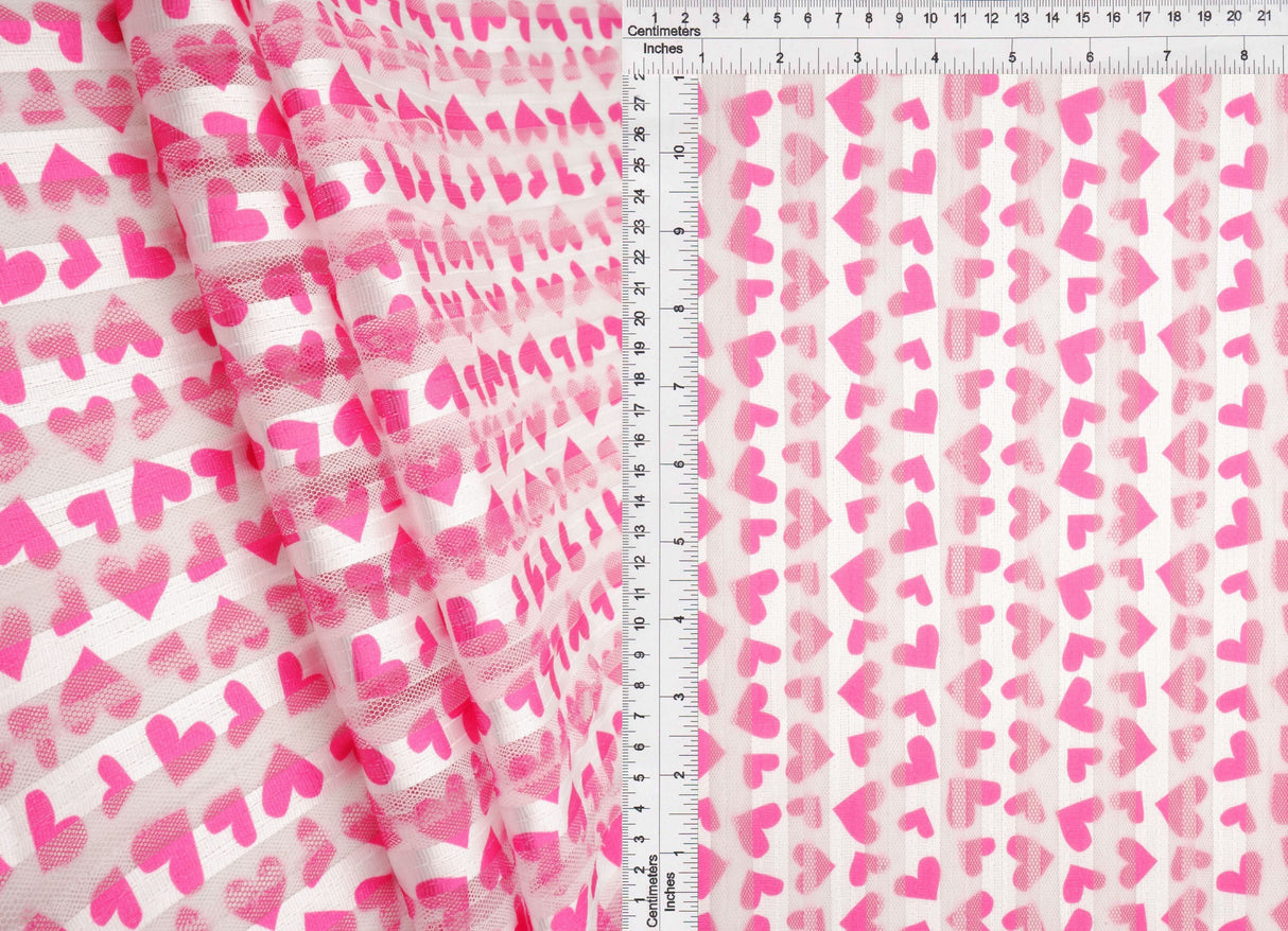 Embroidered Sequin Mesh Stretch Fabric Fuchsia