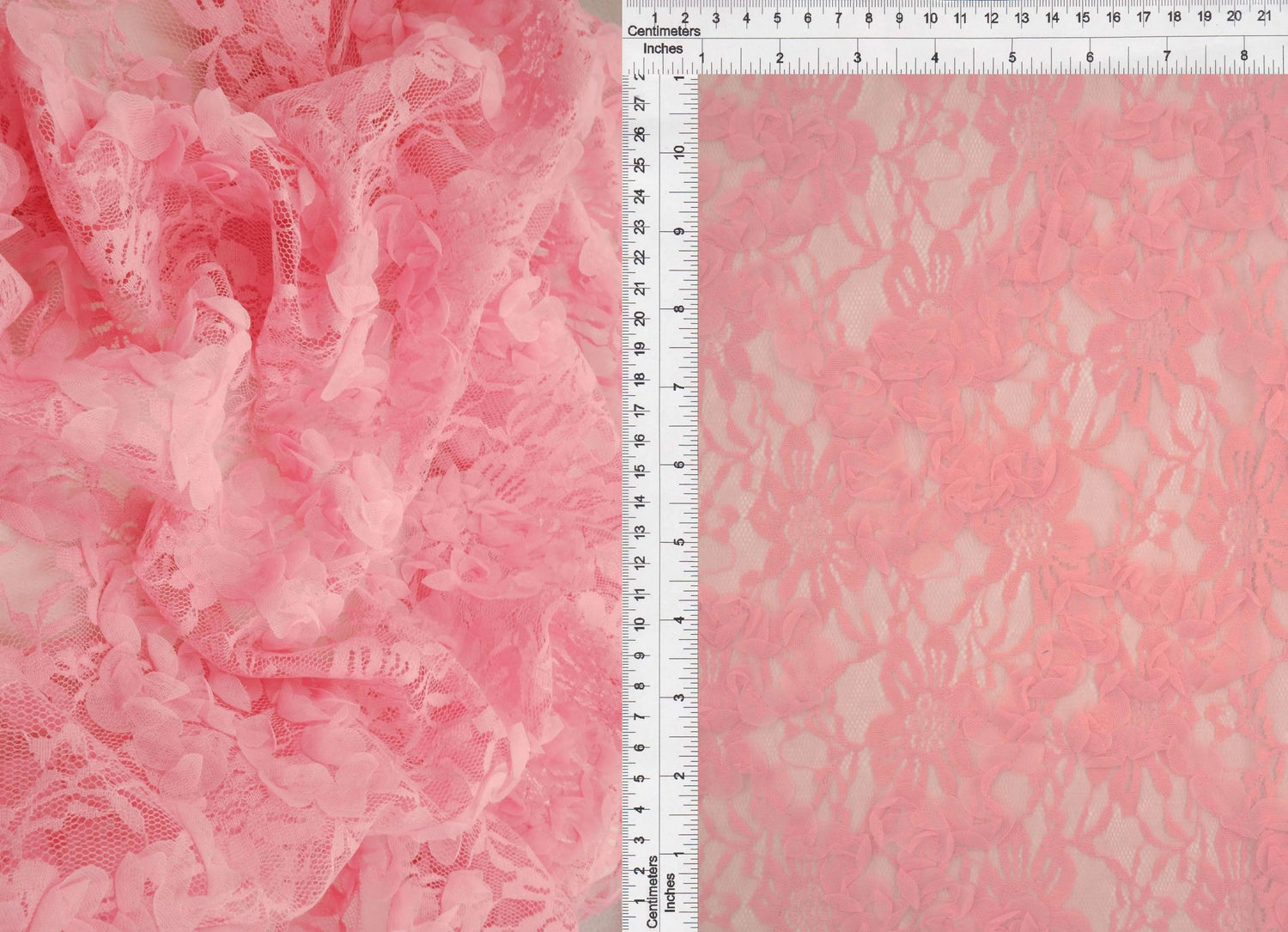 1 Yard Pink Mesh Sequins Embroidery Fabric, Polyester Spandex Blend
