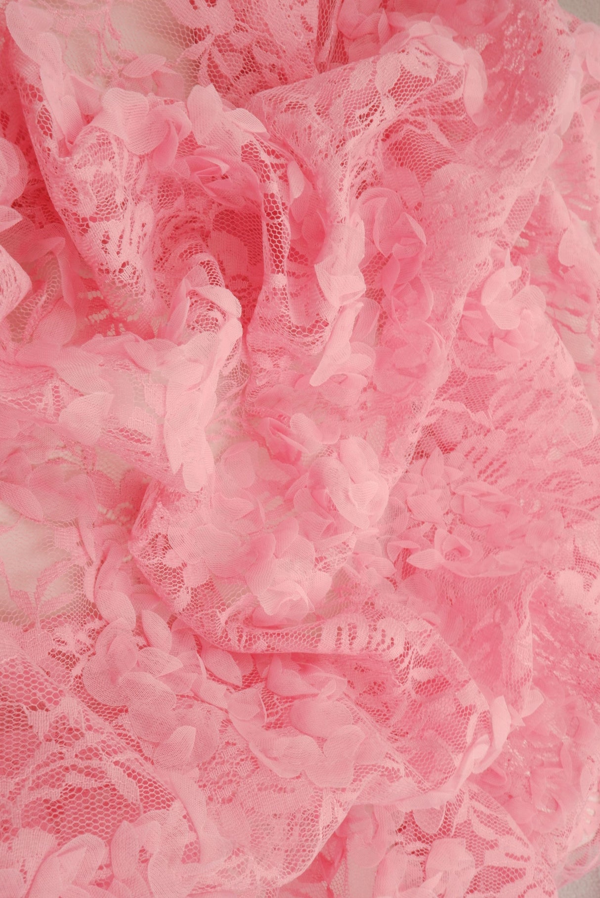 Embroidered Sequin Mesh Pink Stretch Fabric