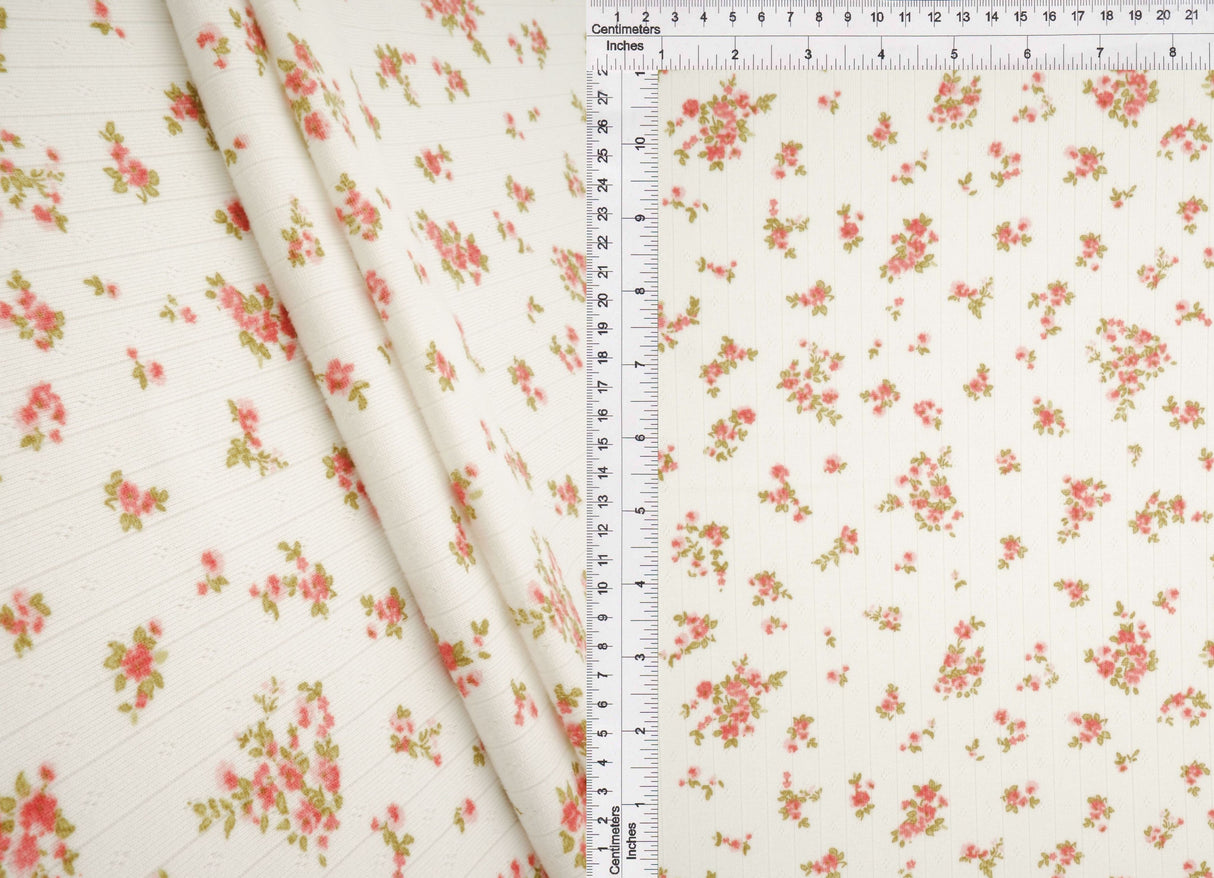 Pointelle Ditsy Print Knit Fabric