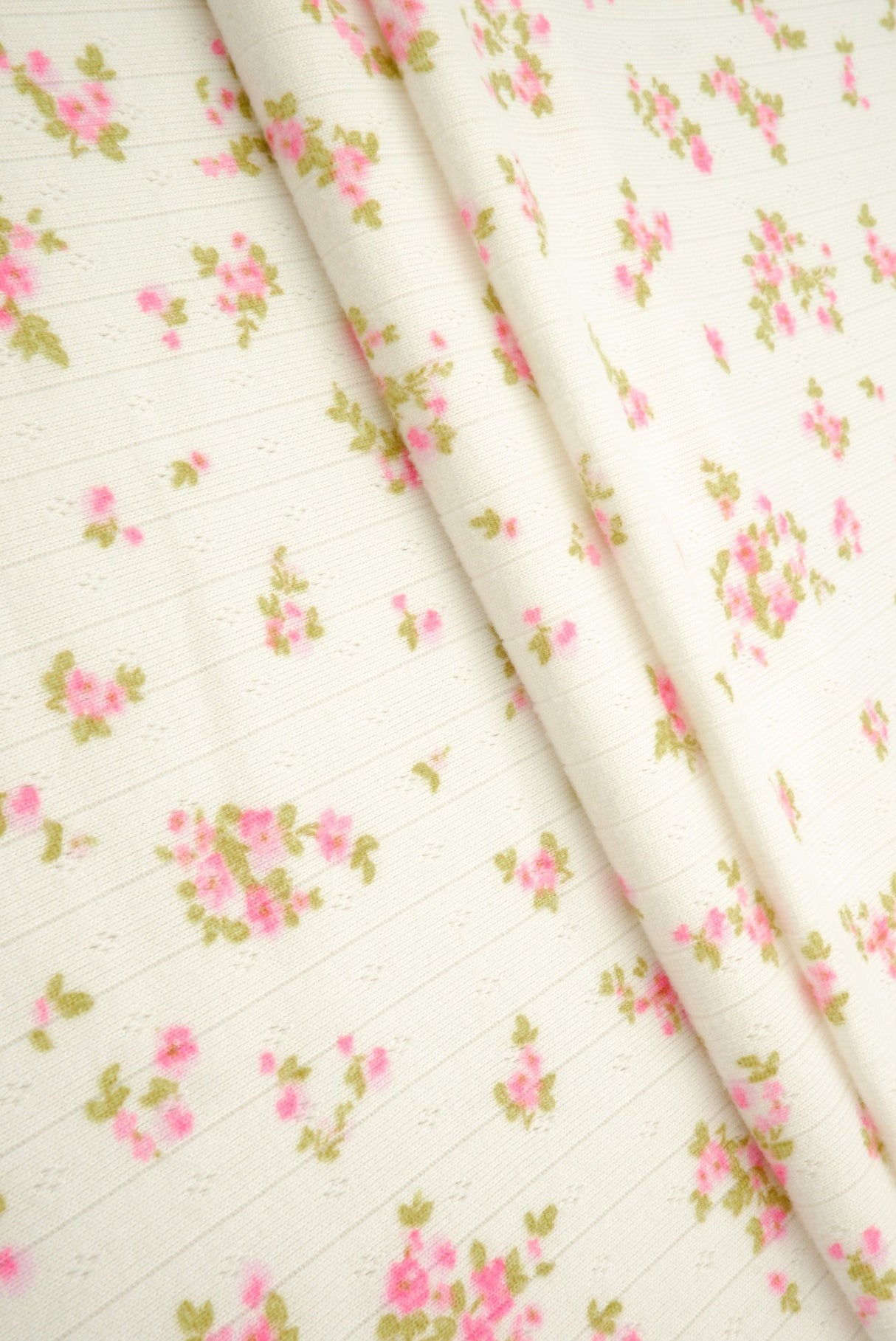 Pointelle Ditsy Print Knit Fabric