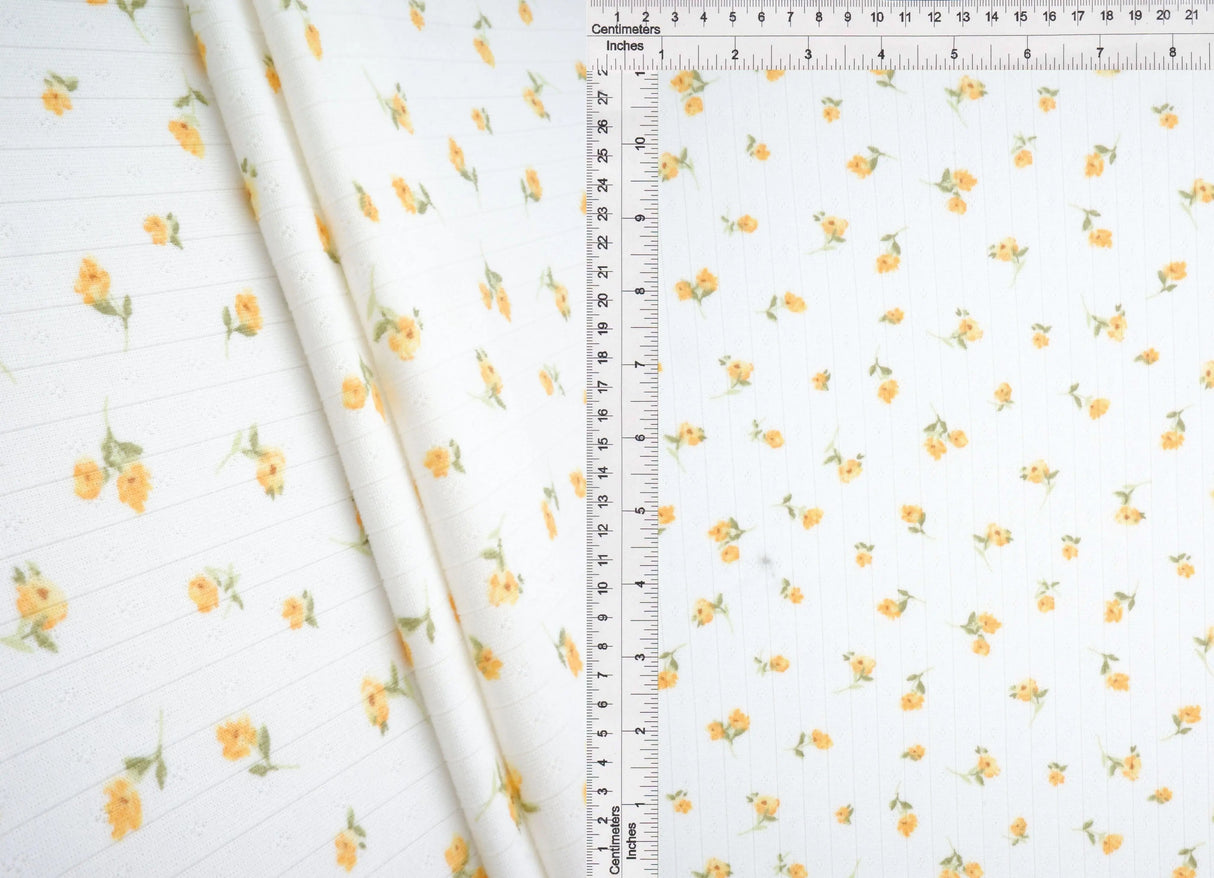 Cotton Style Pointelle Ditsy Floral Knit Fabric 58/60" Wide – 220 GSM