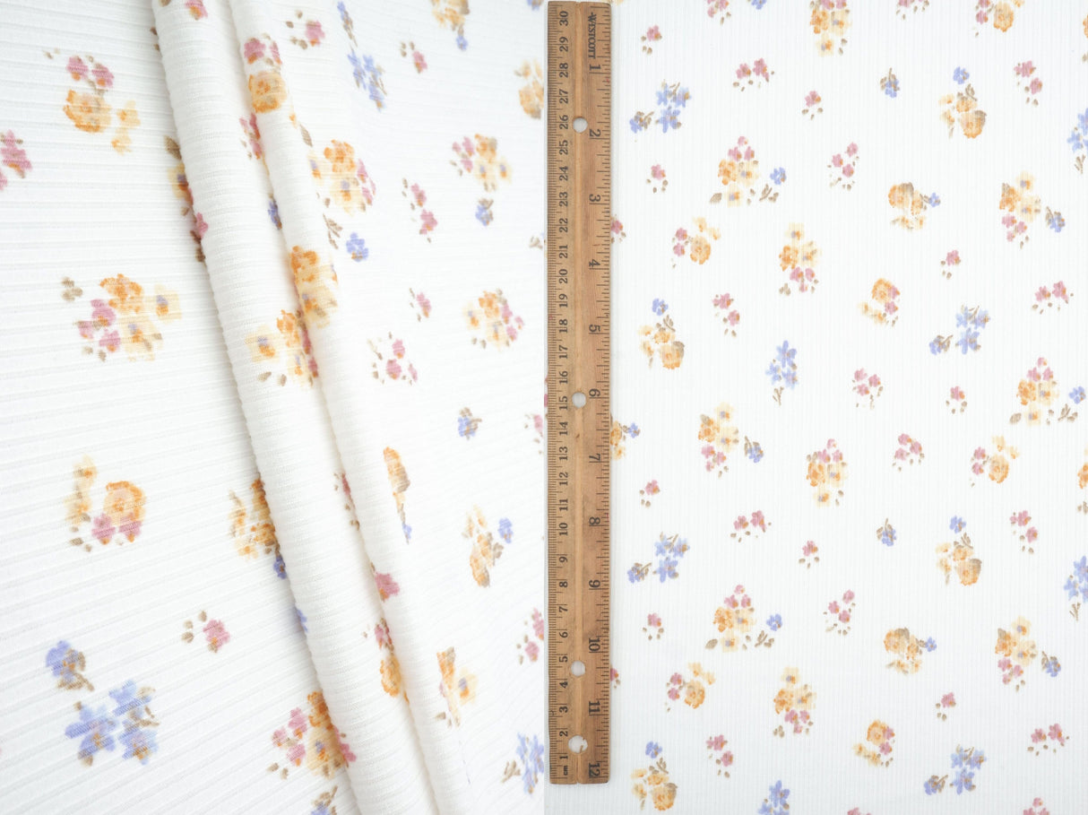 Floral Print Rib Knit Fabric