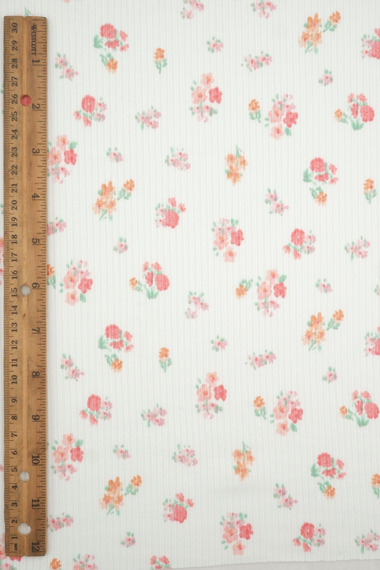 Floral Print Rib Knit Fabric