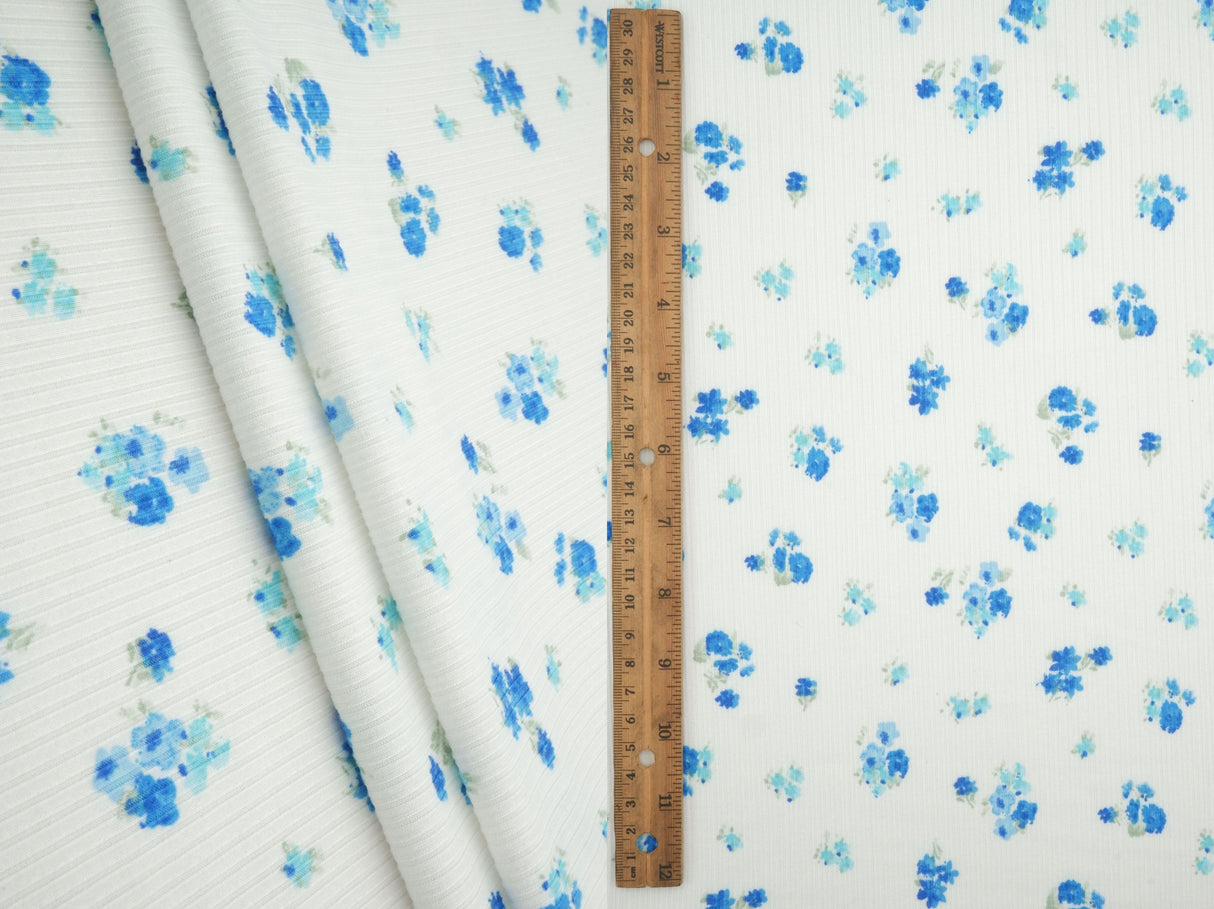 Floral Print Rib Knit Fabric