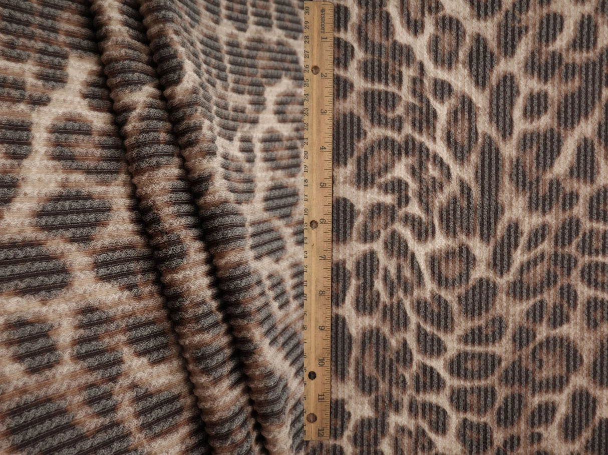 Cozy Leopard Animal Double Knit Fabric 56/57" Wide Soft Stretchy Polyester Rayon Spandex