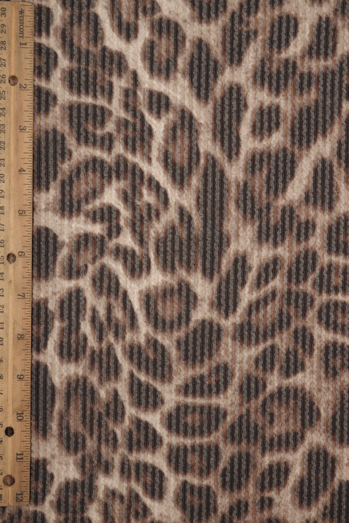 Leopard Double Knit Fabric Taupe Brown