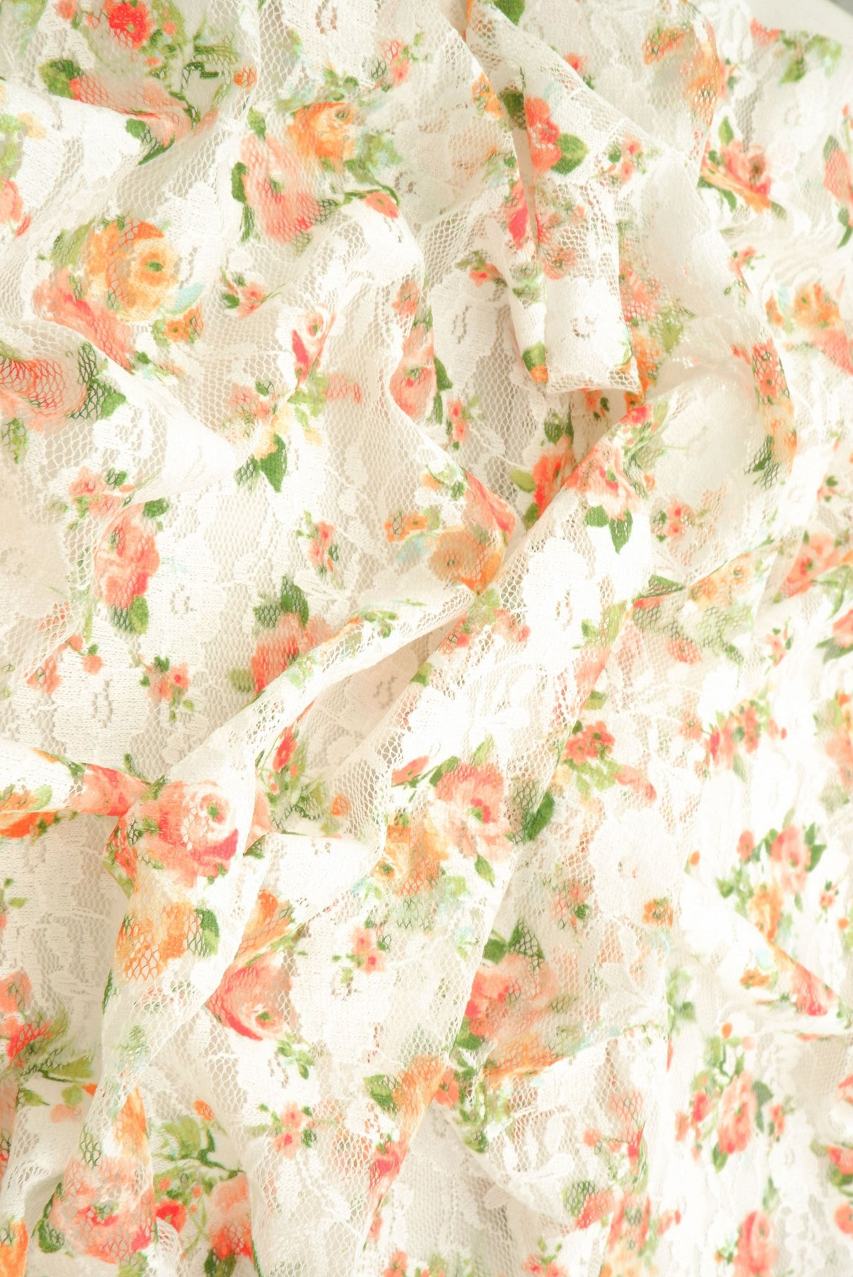 Printed Lace Ditsy Orange Pink