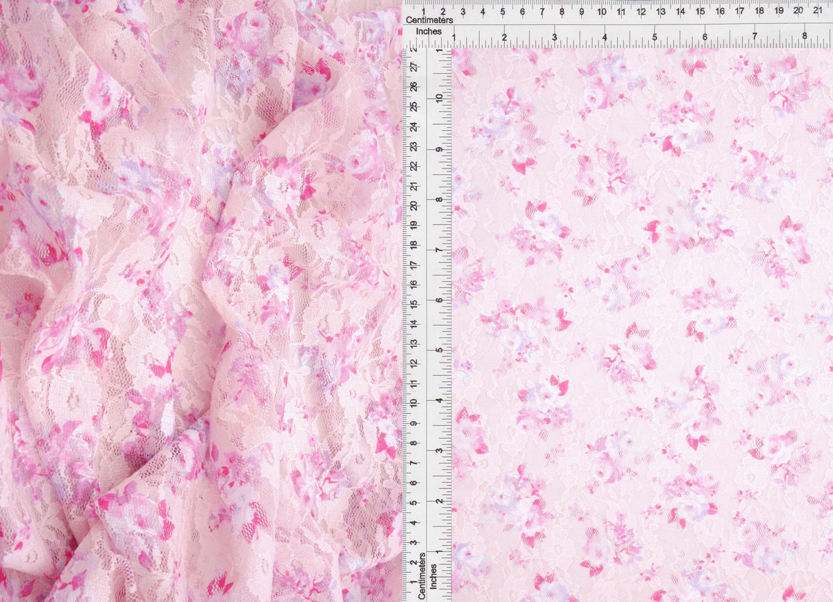 Printed Lace Ditsy Orange Pink