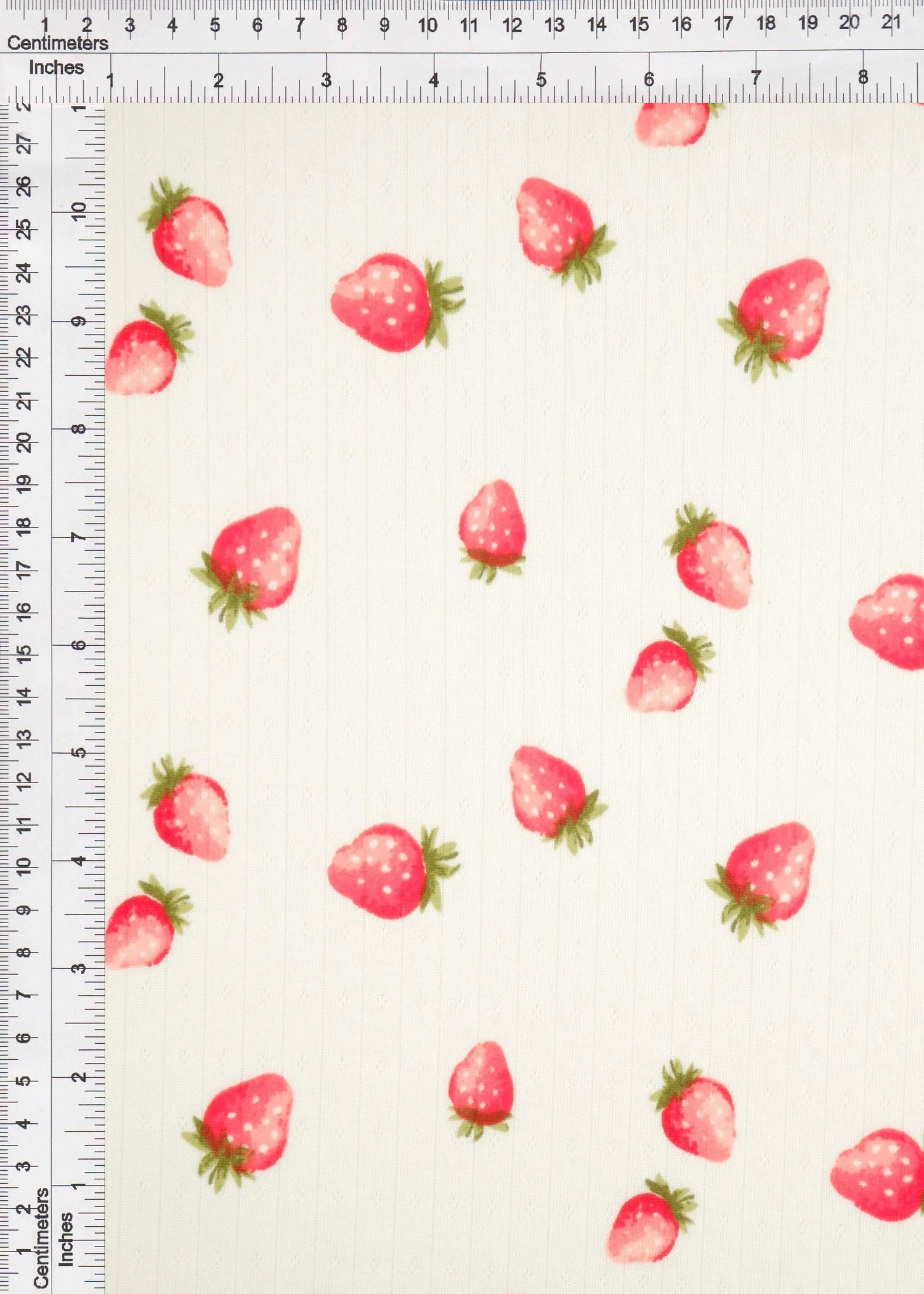 1 Yard Cotton Style Pointelle Strawberry Print Fabric 220 GSM Poly Spandex Knit 58/60" Width