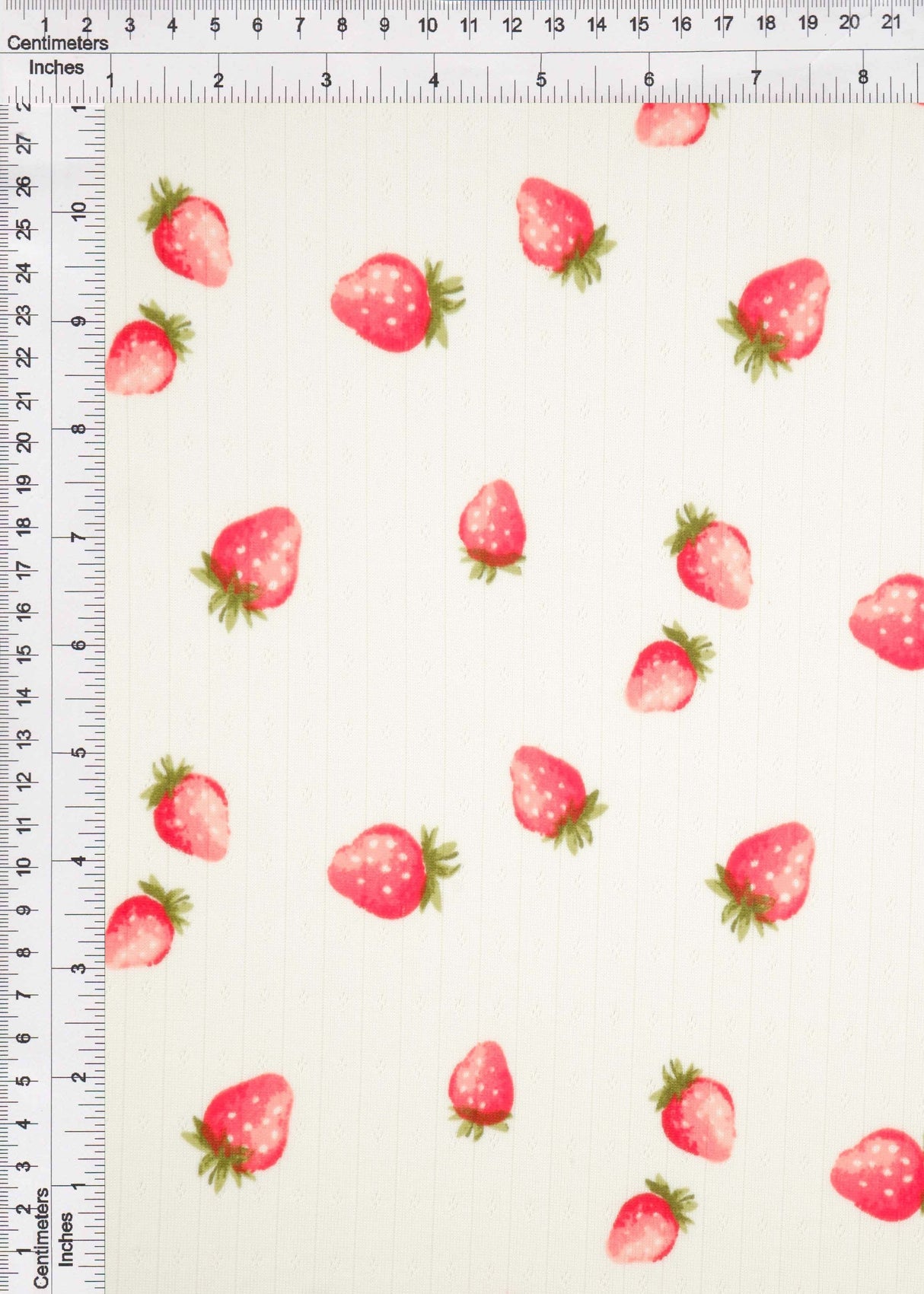 Pointelle Ribbed Knit Strawberry Print Fabric