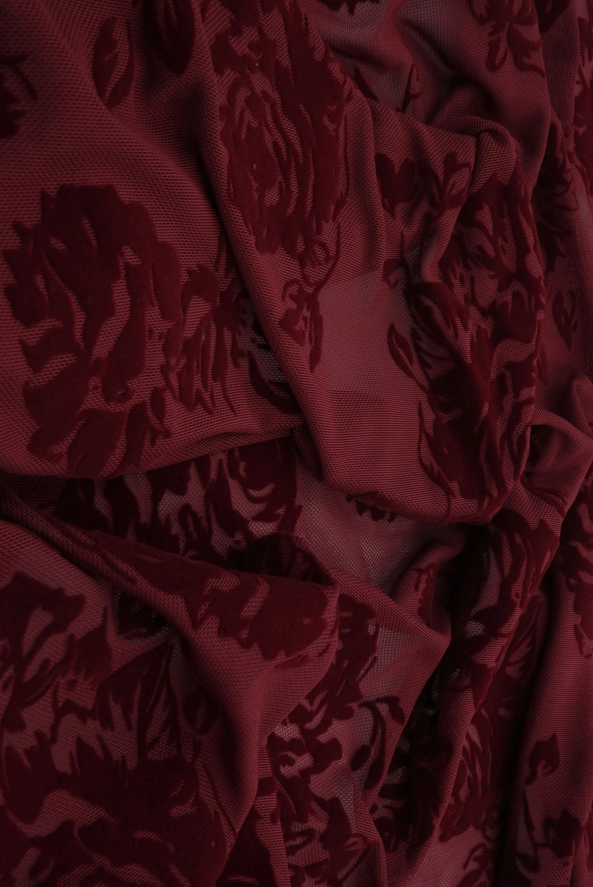 Floral Flocked Mesh Stretch Fabric 56/57" Wide – 100 GSM