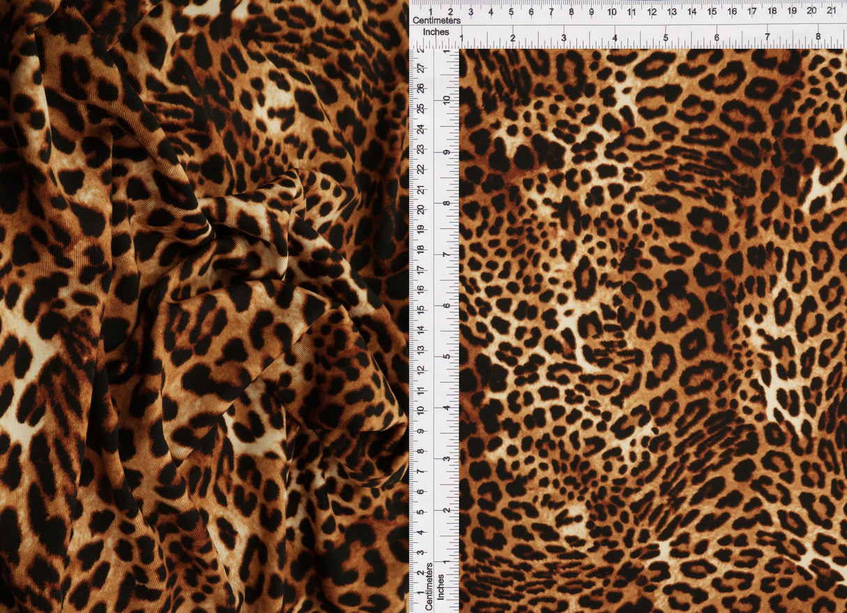 Leopard Print Knit Fabric Brown