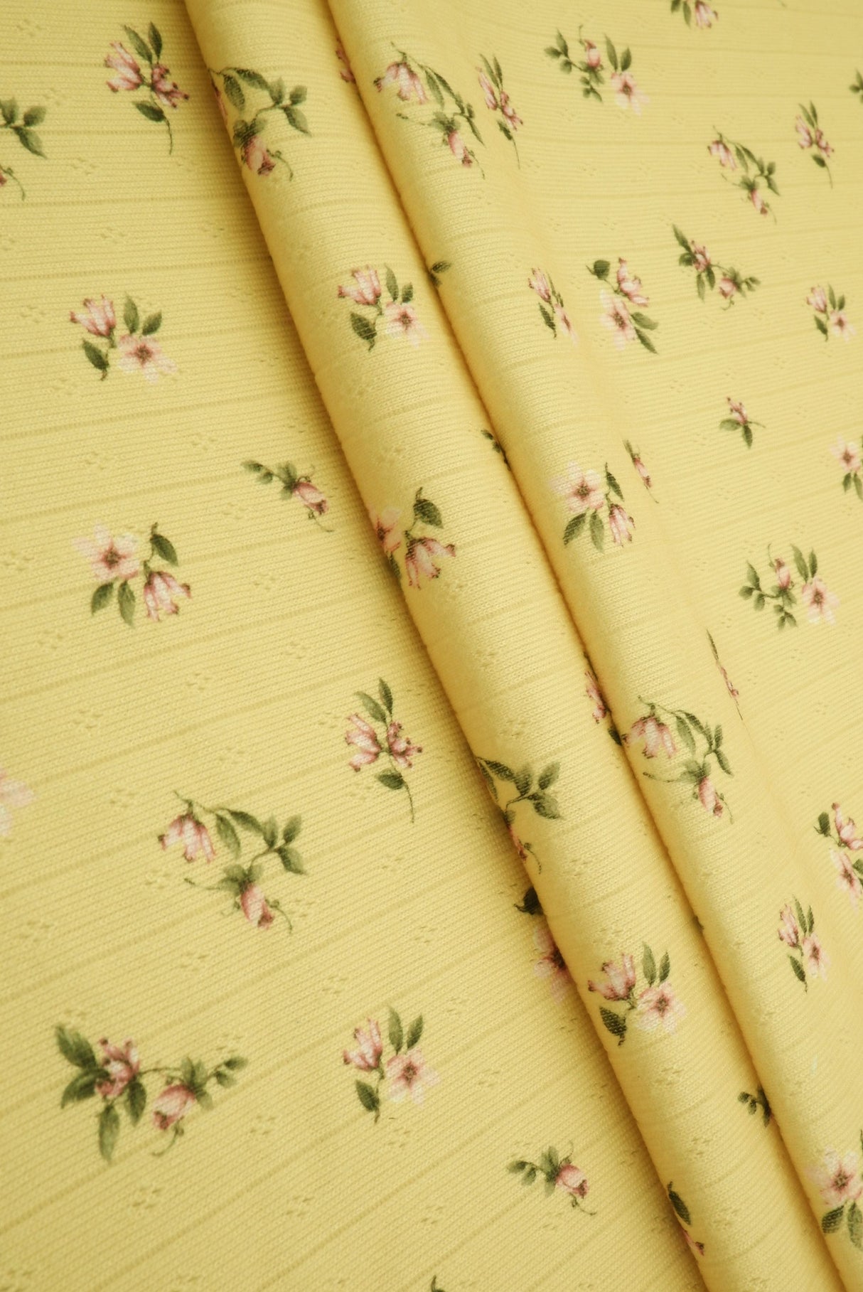 Pointelle Ditsy Print Knit Fabric