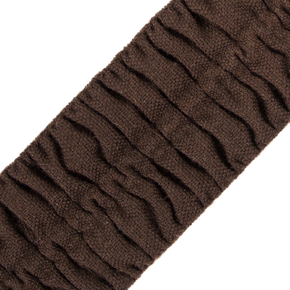 Italian Dark Brown Ruched Stretch Wool Trimming - 2.375"