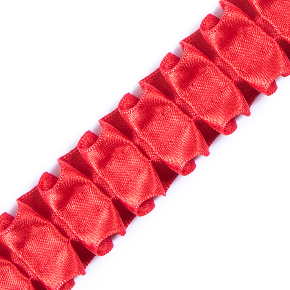 Italian Red Box Pleated Trimming - 1"