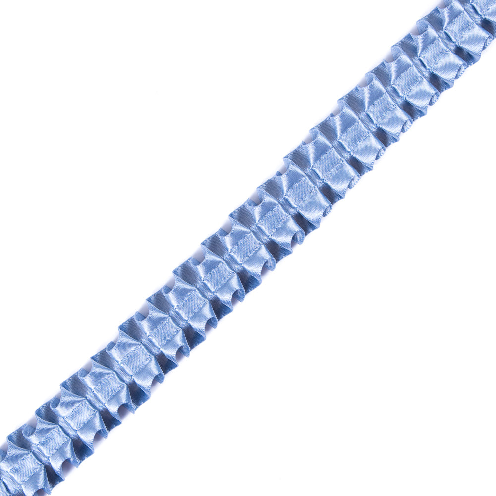 Italian Colonial Blue Box Pleated Trimming - 1"