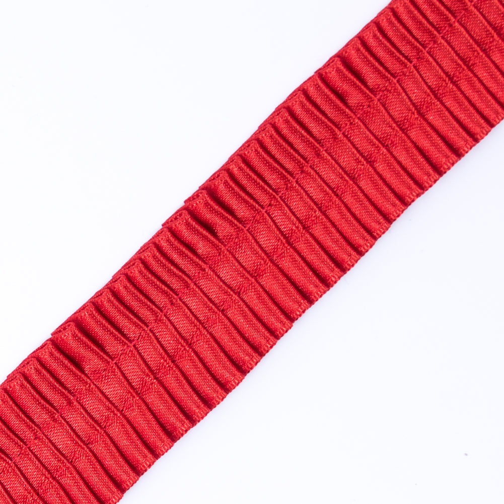 Italian Red Deep Knife Pleated Trimming - 1"