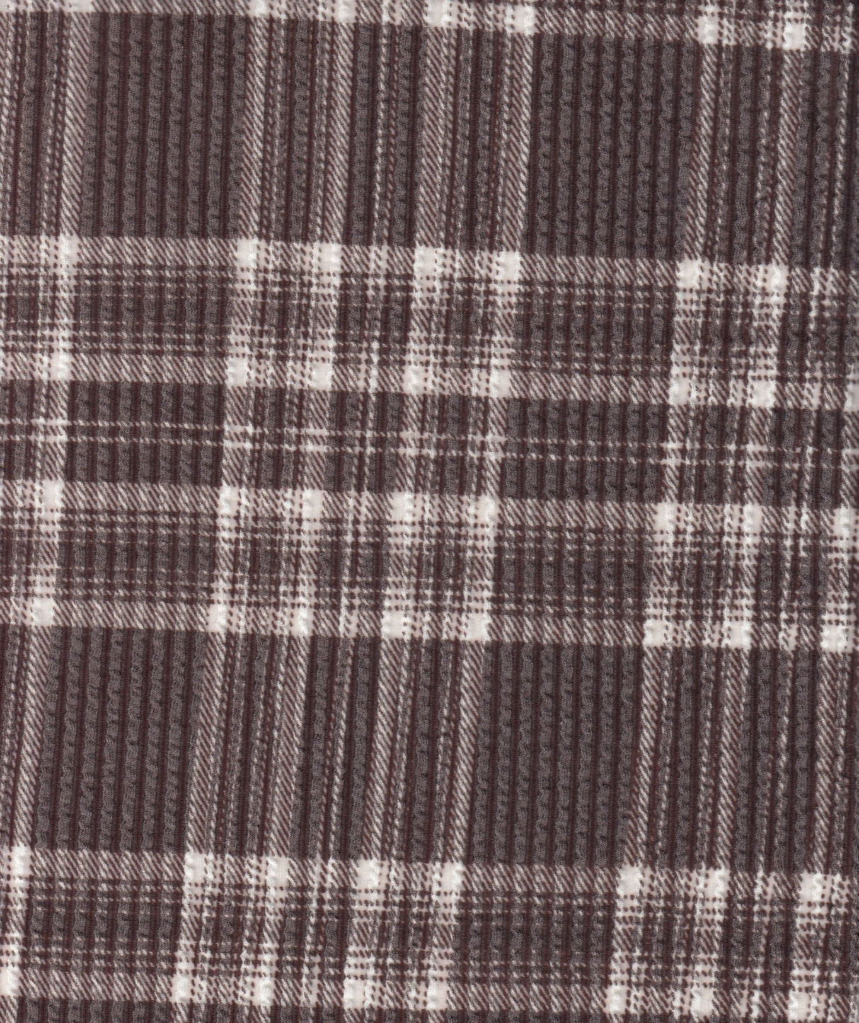 Plaid Double Knit Jacquard Fabric Brown