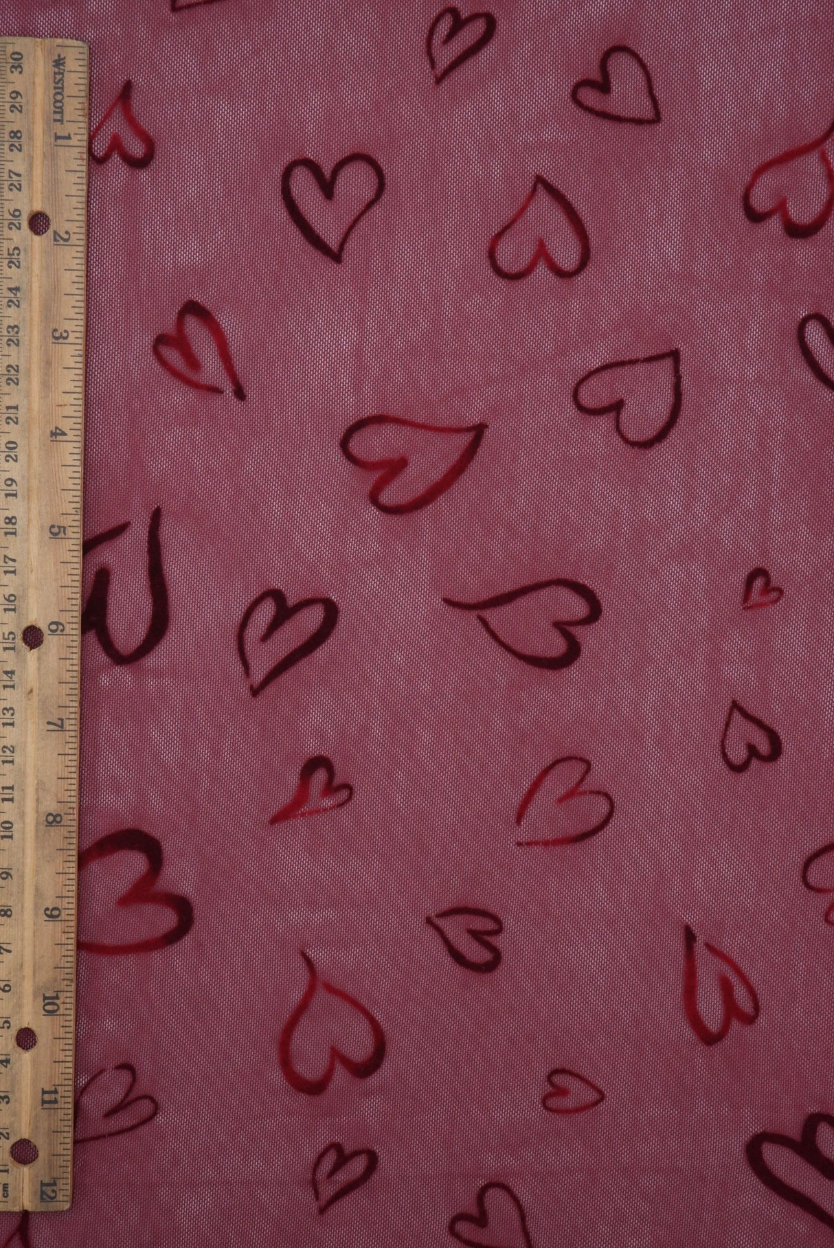 Heart Flocked Mesh Fabric