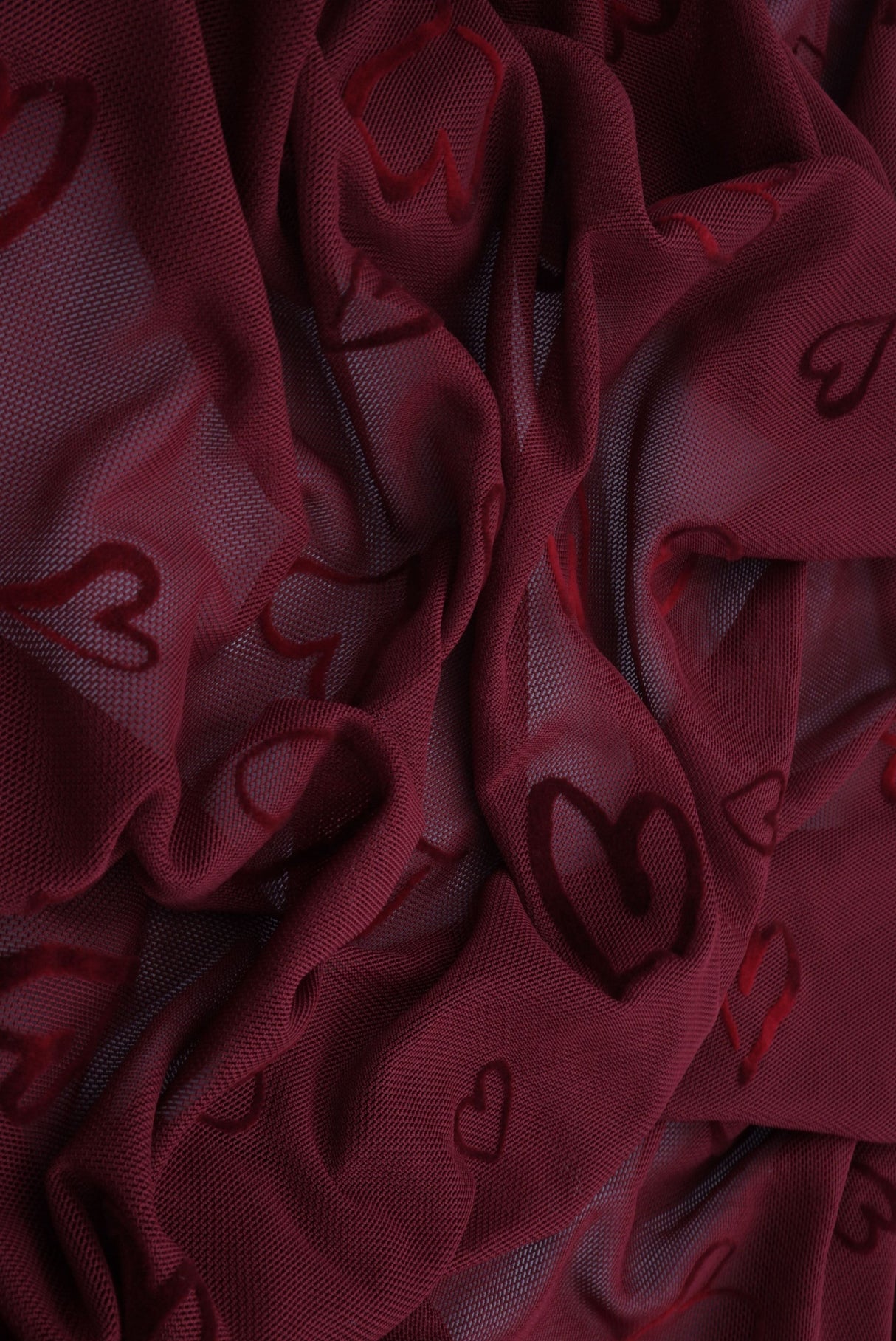 Heart Flocked Mesh Fabric