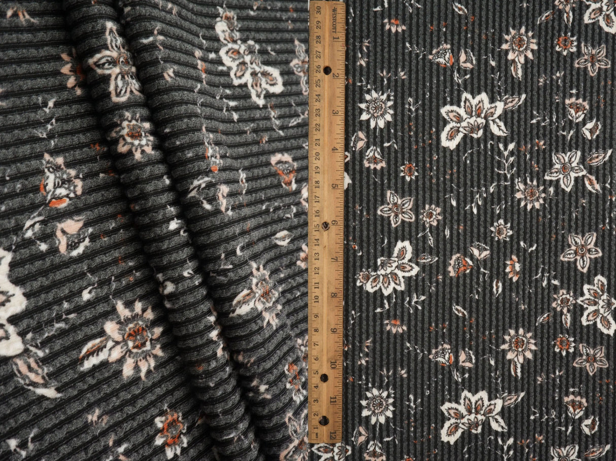 Boho Floral Double Knit Fabric 56/57" Wide Soft Stretchy Polyester Rayon Spandex for Sewing