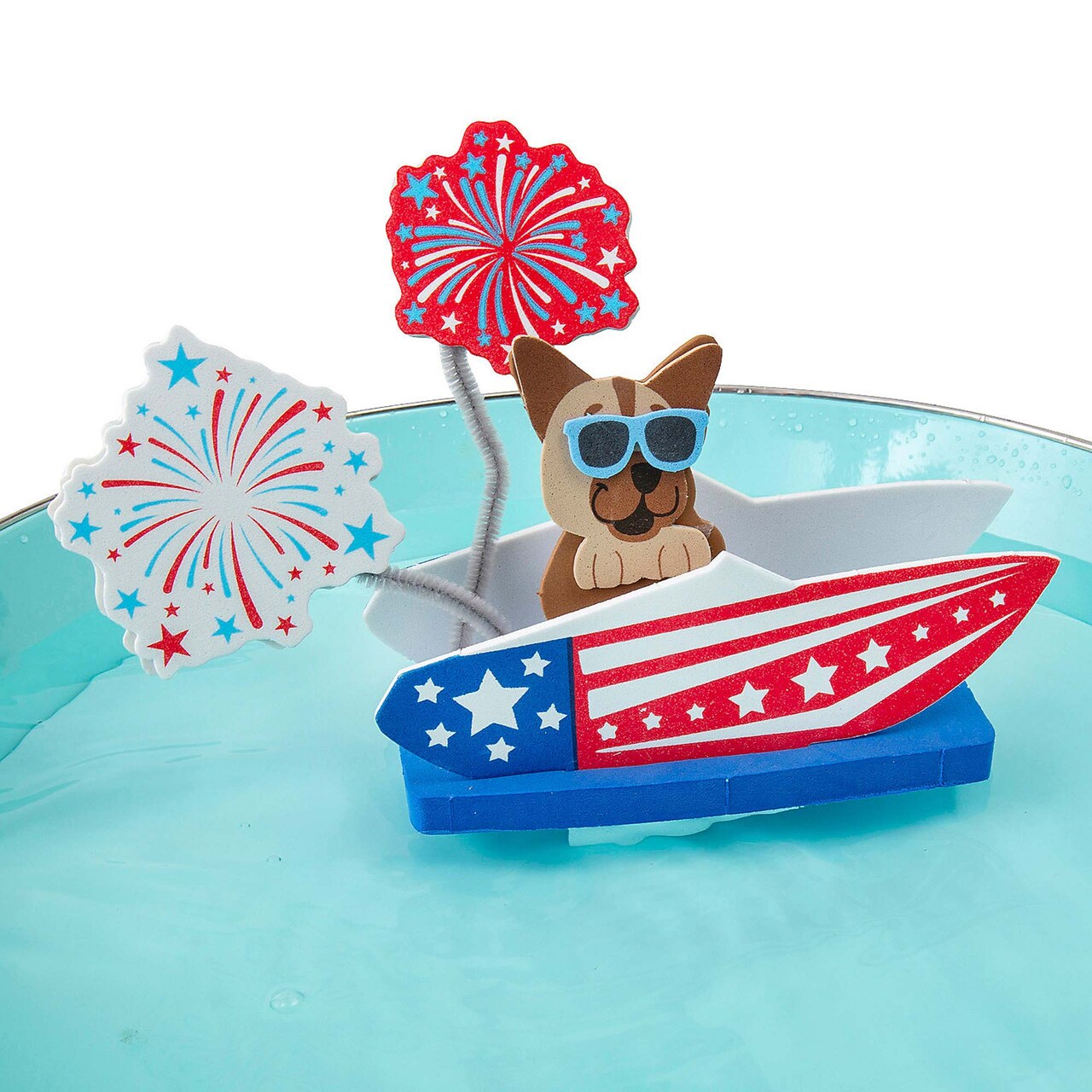 6 1/2" x 7 3/4" Patriotic Boat Floating Foam Craft Kit Makes 12