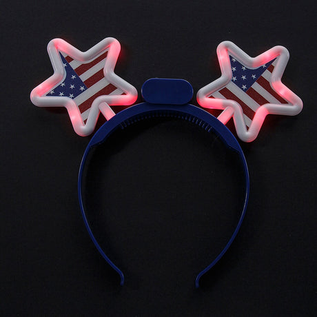 9" circ. Patriotic Red, White & Blue LED Light-Up Star Headbands 6 Pieces